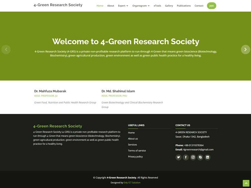 4-Green Research Society dynamic website design and deployment
